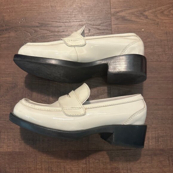 JEFFREY CAMPBELL SQUARE TOE LOAFER SORBONNE IVORY CHUNKY PLATFORM womens sz 6.5 - Picture 4 of 6